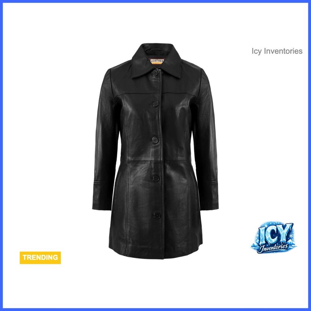 Lambskin Leather Car Coat 3/4 Length Overcoat